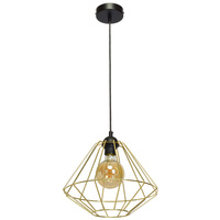Lampa wisząca LUPO 1xE27 Geometryczny Kształt Loft Czarna Złota MLP6270 Milagro Metal