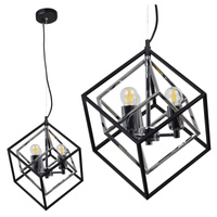 Lampa Sufitowa Wisząca Zwis 3x E27 Chrom Czarna Ikar Sanico Goldlux