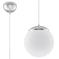 Lampa Sufitowa Wisząca Zwis Kula E27 Kulista Biała Chrom Minimalistyczna Ugo Sollux