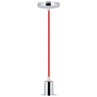 Lampa Wisząca Oprawa E27 Chromowy klosz z czerwonym kablem VT-7338 V-TAC