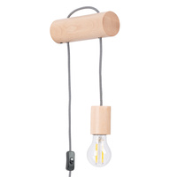 Lampa Ścienna Zwis 1x E27 Naturalne Drewno Biała Nimbi Peach Puff SL.1644 Sollux