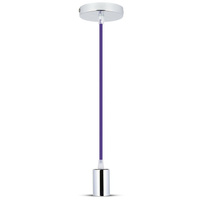 Lampa Wisząca Oprawa E27 Chromowy klosz z fioletowym kablem VT-7338 V-TAC