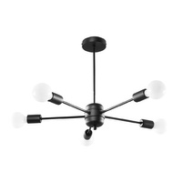 Lampa Sufitowa Wisząca Zwis 5x E27 Żyrandol Nieregularna Czarna Nowoczesna Lango Sollux