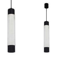 Lampa wisząca MARBLE 1xGU10 Podłużny Klosz Walec Czarna Biała ML6341 Milagro Metal + Marmur