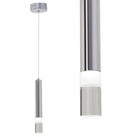 Lampa wisząca LED Tuba Zwis Chrom ICE 5W 4000K IP20 Metal i akryl Milagro