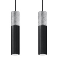 Lampa Sufitowa Wisząca Zwis 2x GU10 Tubularna Czarna Szara Nowoczesna Borigio Sollux