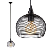 Lampa Wisząca Sufitowa Loftowa Druciana Siatka Czarna Zwis do LED E27 Kula