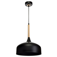 Lampa wisząca TAYLOR 1xE27 Klasyczny Klosz Czarna MLP6218 Milagro Metal + Drewno