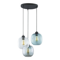 Lampa Sufitowa Wisząca ELIO Żyrandol Czarno-Niebieska Szklana Nowoczesna 3xE27 3184 TK Lighting