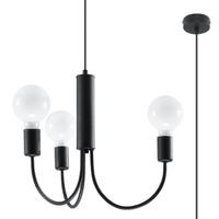 Lampa Sufitowa Wisząca Zwis 3x E27 Żyrandol Nieregularna Czarna Nowoczesna Piccolo Sollux