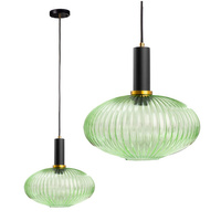 Lampa Wisząca Czarno-Zielona E27 Sufitowa Zwis Szklany Klosz Nowoczesna