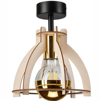 Lampa Sufitowa LANDO E27 Czarna Drewniana LM-1.229 Lamkur