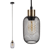 Lampa Wisząca Sufitowa Loftowa Siatka Czarna Zwis do LED E27 Owal
