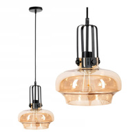 Lampa Wisząca Czarno-Bursztynowa E27 Sufitowa Zwis Szklany Klosz Loftowa