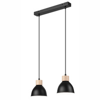Lampa Wisząca Sufitowa NICO 2xE27 Czarna Drewniana LM-2.143 Lamkur