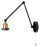 Lampa Ścienna Czarno-Złota E27 Kinkiet Łamana z Łańcuszkiem Loftowa