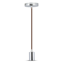 Lampa Wisząca Oprawa E27 Chromowy klosz z brązowym kablem VT-7338 V-TAC