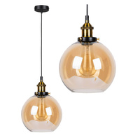 Lampa Wisząca Złoto-Bursztynowa E27 Sufitowa Zwis Szklany Klosz Nowoczesna