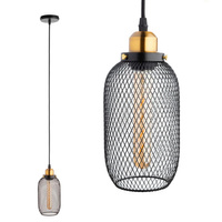 Lampa Sufitowa Wisząca Loftowa Siatka Czarna Zwis do LED E27 Podłużna