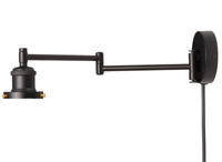 Lampa Ścienna Czarna E27 Kinkiet Metalowa Ruchoma z Kablem Loftowa