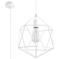 Lampa Sufitowa Wisząca Zwis E27 Geometryczna Biała Industrialna Gaspare Sollux