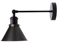 Lampa Ścienna Czarna E27 Kinkiet Metalowy Klosz Ruchoma Loftowa
