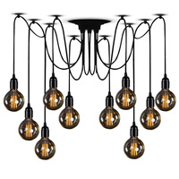 Lampa wisząca sufitowa PAJĄK 10 OPRAW na żarówkę E27 czarny LOFT