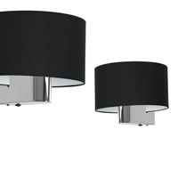 Lampa Ścienna Kinkiet CASINO Czarna Chrom 1xE27 Milagro