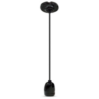 Lampa Wisząca Oprawa E27 Porcelanowy klosz czarny z kablem VT-7998 V-TAC