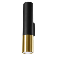 Lampa Ścienna Oprawa Natynkowa Kinkiet 2x GU10 SPOT TUBA Tubularna Czarna Złota Nowoczesna Loopez Sollux