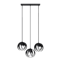 Lampa Sufitowa Wisząca Zwis 3x E27 Kulista Czarna Nowoczesna Tulos Sollux