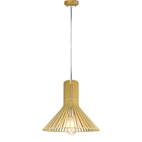 Lampa Wisząca Oprawa E27 Drewniany klosz z chromowym wykończeniem stożkowa 350x310mm VT-3350 V-TAC