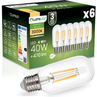 6x Żarówka LED E27 T45 FILAMENT 4W = 40W 470LM 3000K Ciepła 360° Ozdobna LUMILED
