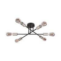 Lampa Sufitowa Dekoracyjna 6x E27 Czarny Industrialny Branwen Rabalux