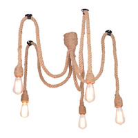 LAMPA Wisząca SUFITOWA ROPE PAJĄCZEK 5xE27 Czarno-beżowy GOLDLUX (Polux)