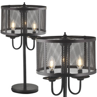 Lampa stołowa stojąca ozdobna Soho 3xE14 GOLDLUX (Polux) czarna