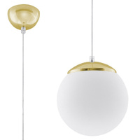 Lampa Sufitowa Wisząca Zwis Kula E27 Kulista Biała Złota Minimalistyczna Ugo Sollux