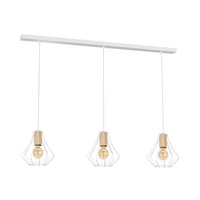 Lampa wisząca sufitowa WILL 3x E27 LOFT Biała Metal + drewno Milagro