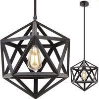 Lampa Wisząca Sufitowa GEOMETRYCZNA KLATKA Czarna LOFT E27 Metal