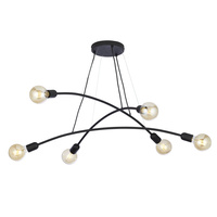 Lampa Sufitowa Wisząca HELIX BLACK Żyrandol Pająk Czarna Loftowa 6xE27 2726 TK Lighting