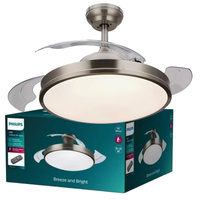 Lampa Sufitowa LED Plafon z Wentylatorem ATLAS 28W + 35W CCT + Pilot Satyna PHILIPS