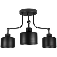 Lampa sufitowa czarna Żyrandol 3 klosze 3x E27 Czarna Styl loft Retro Metal