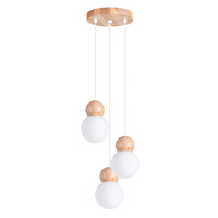 Lampa Sufitowa Wisząca Zwis 3x G9 Kulista Naturalne Drewno Skandynawska Pekka Sollux