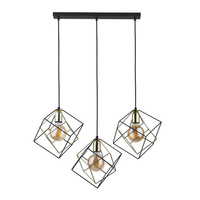 Lampa Sufitowa Wisząca ALAMBRE Żyrandol Czarno-Złota Geometryczna 3xE27 2699 TK Lighting