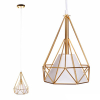 Lampa Wisząca Sufitowa Geometryczna LOFT DIAMENT Slim 1 x E27 ZŁOTA Druciana GOLD