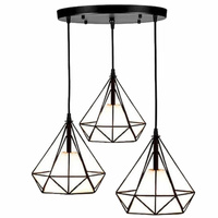 Lampa Wisząca Sufitowa Geometryczna Czarna Plafon LOFT DIAMENT 3xE27 Druciana