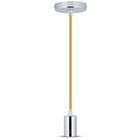 Lampa Wisząca Oprawa E27 Chromowy klosz z beżowym kablem VT-7338 V-TAC