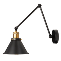 Lampa Ścienna Czarno-Złota E27 Kinkiet Łamany Metalowy Klosz Loftowa