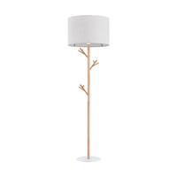 Lampa Podłogowa Stojąca ALBERO LINEN Abażur Beżowa-Drewniana Skandynawska E27 5574 TK Lighting