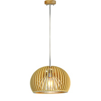 Lampa Wisząca Oprawa E27 Drewniany klosz z chromowym wykończeniem okrągła 33x22cm VT-3200 V-TAC